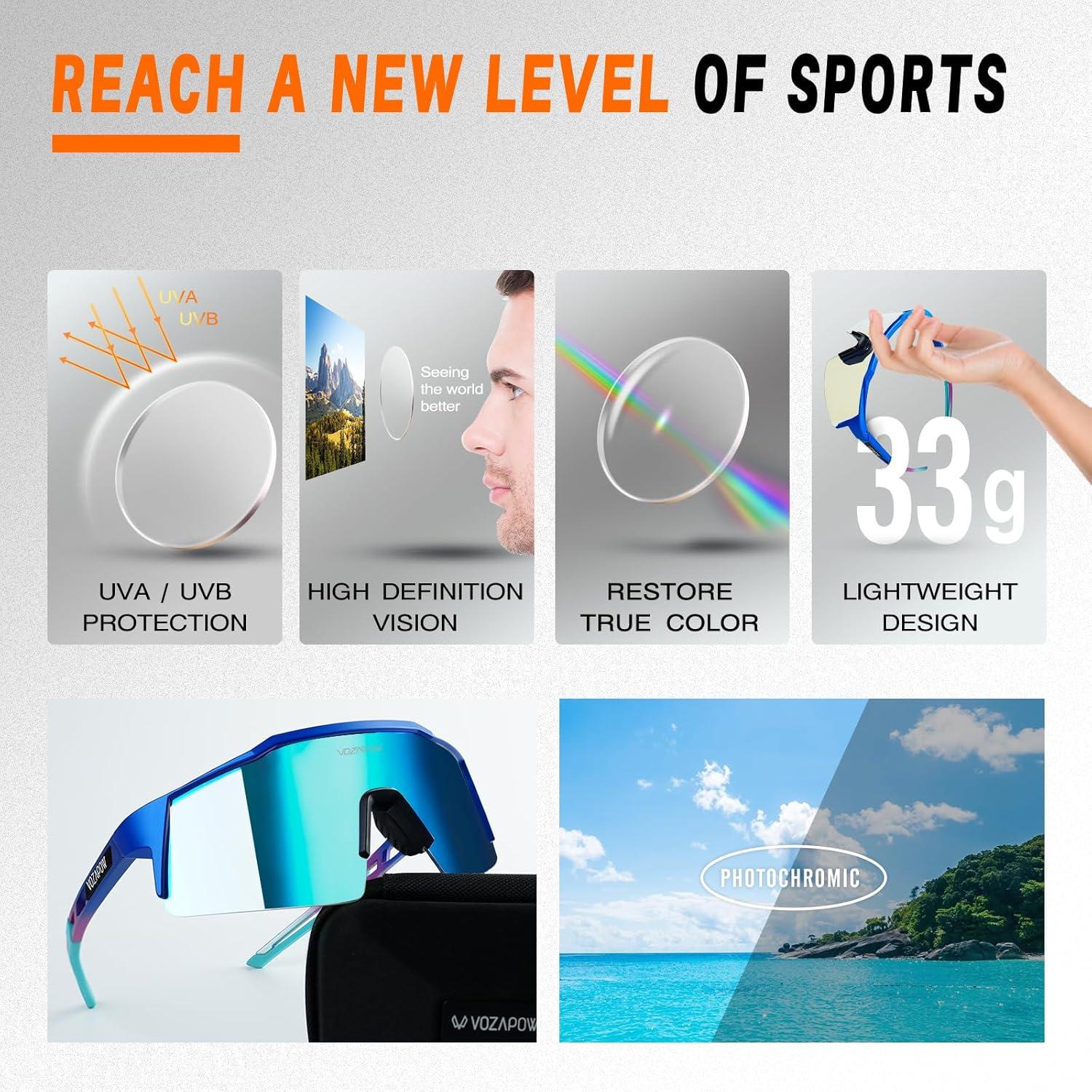 Gafas de sol VOZAPOW XL fotocromáticas para ciclismo