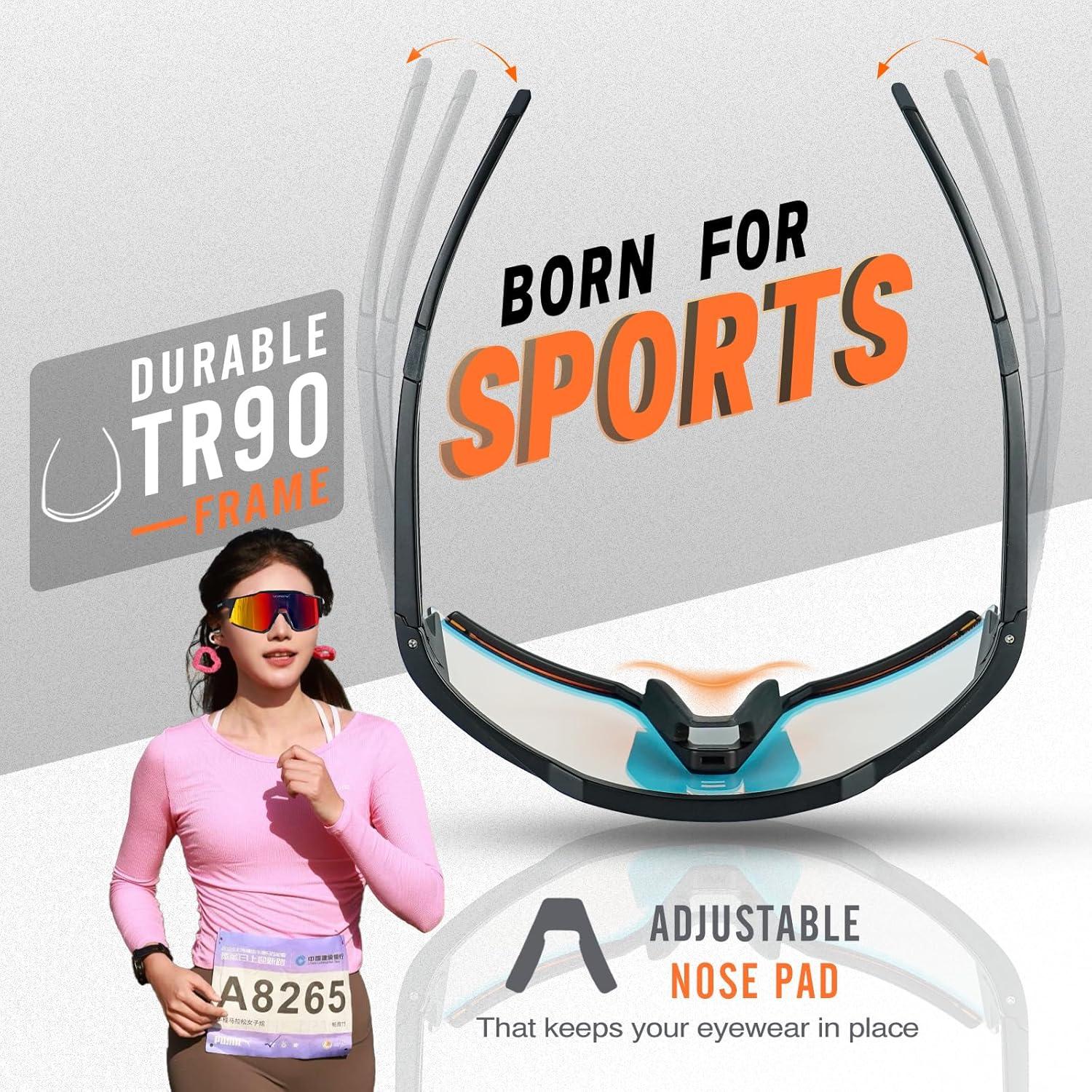 Gafas de sol deportivas VOZAPOW XL fotocromáticas TR90