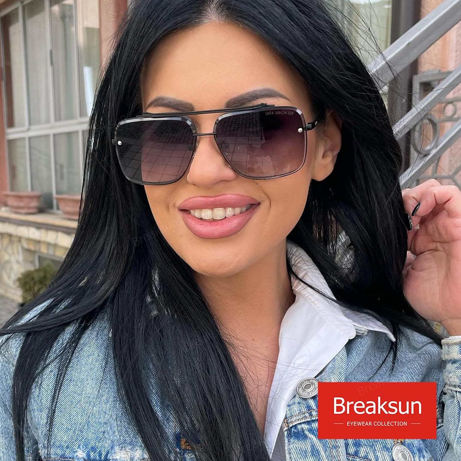 Gafas de sol cuadradas Breaksun UV400 unisex, lentes HD