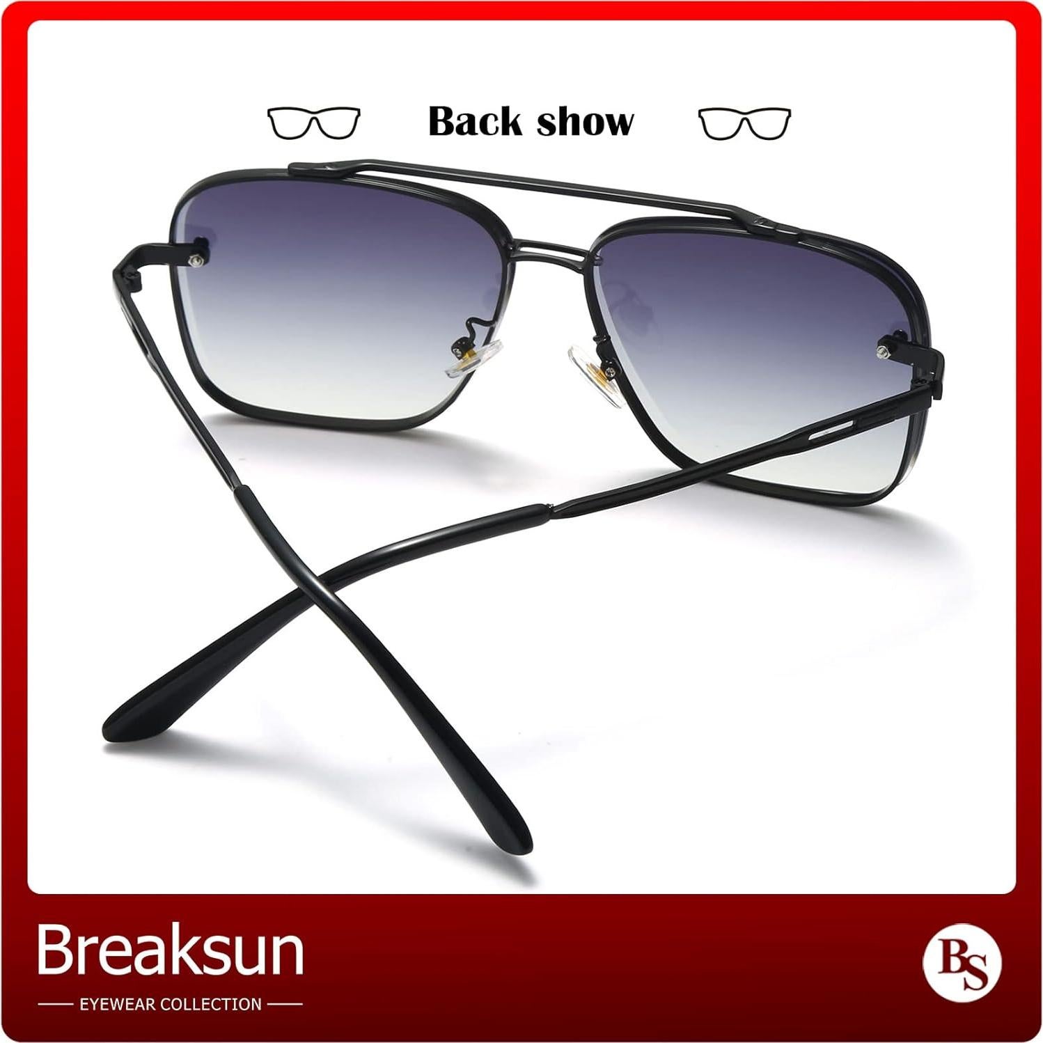 Gafas de sol cuadradas Breaksun UV400 unisex, lentes HD