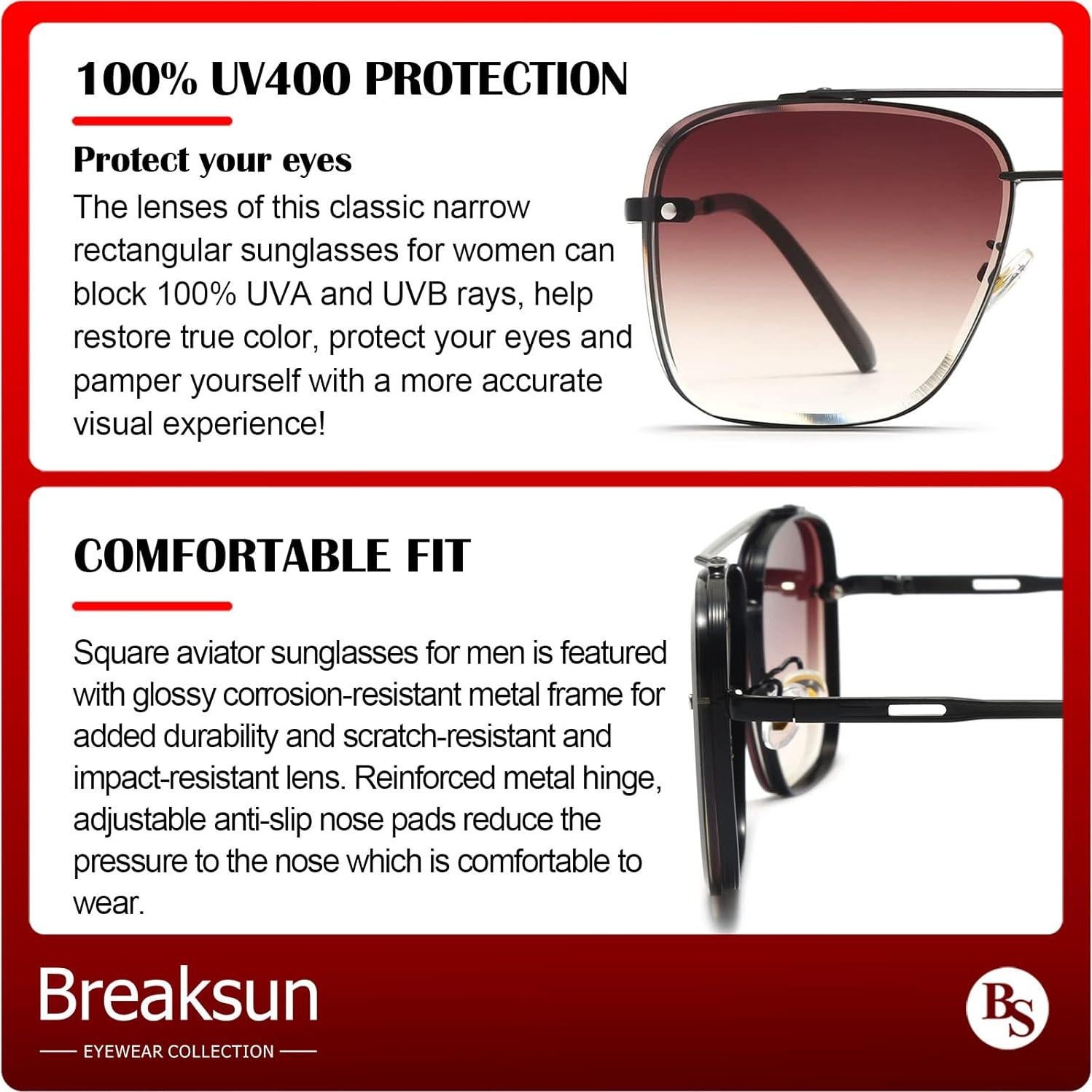 Gafas de Sol Cuadradas Breaksun con Lente UV400 Degradado