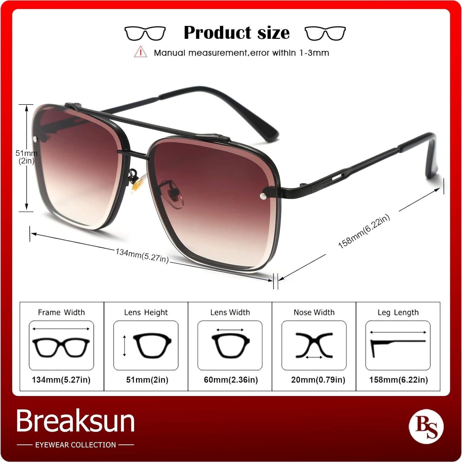 Gafas de Sol Cuadradas Breaksun con Lente UV400 Degradado