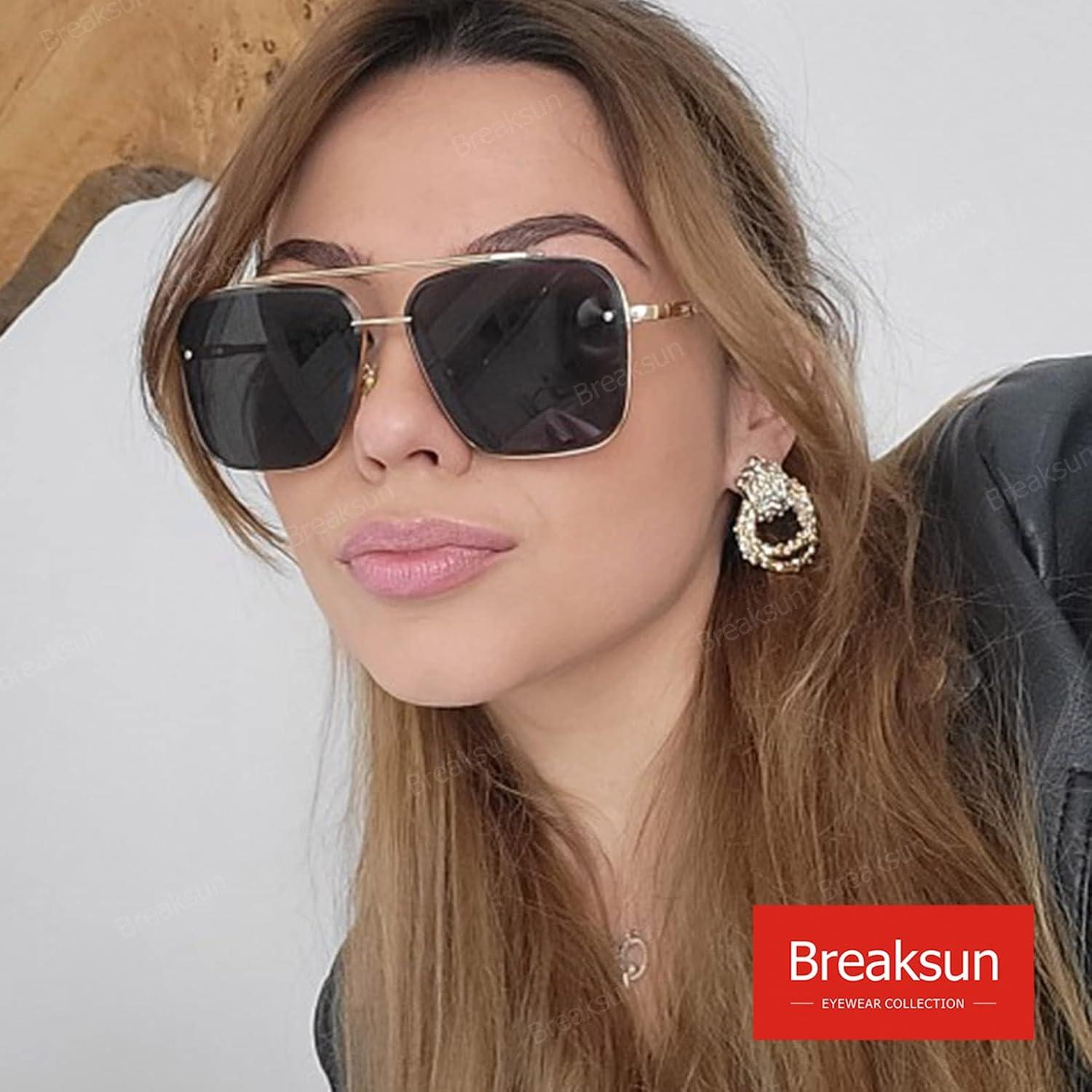 Gafas de Sol Cuadradas Breaksun UV400 Marco Dorado