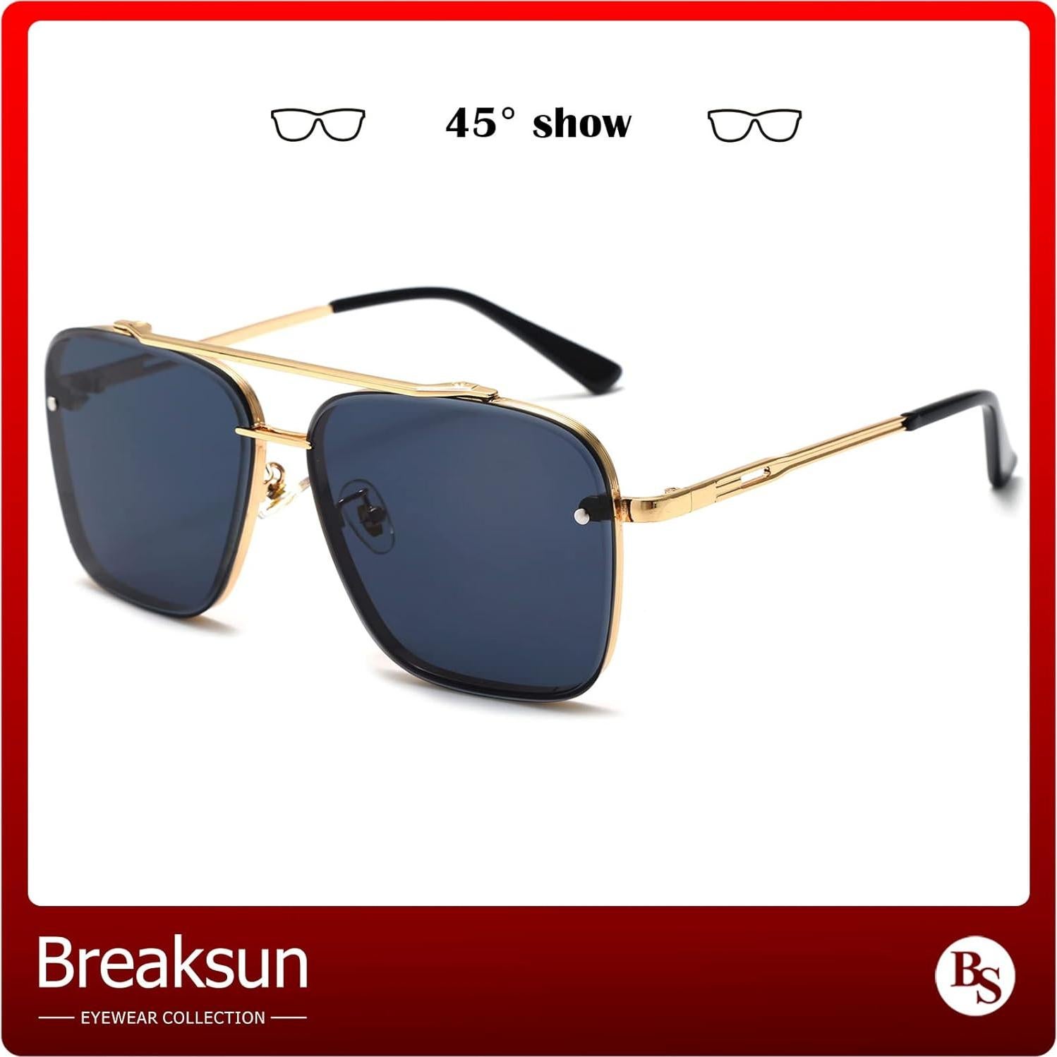 Gafas de Sol Cuadradas Breaksun UV400 Marco Dorado