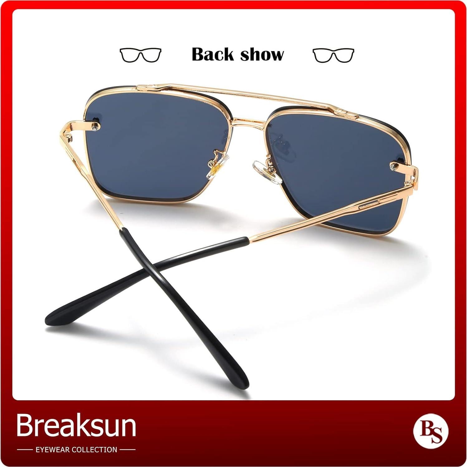 Gafas de Sol Cuadradas Breaksun UV400 Marco Dorado