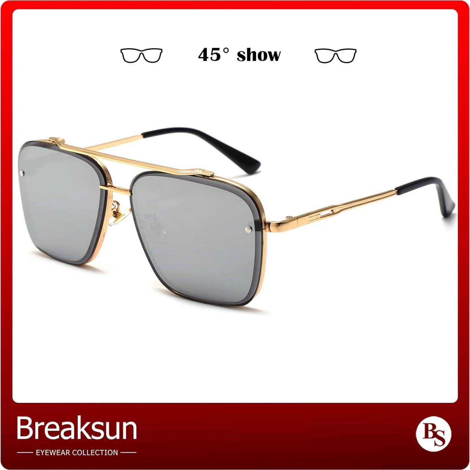 Gafas de sol cuadradas Breaksun con lente UV400 y estilo retro