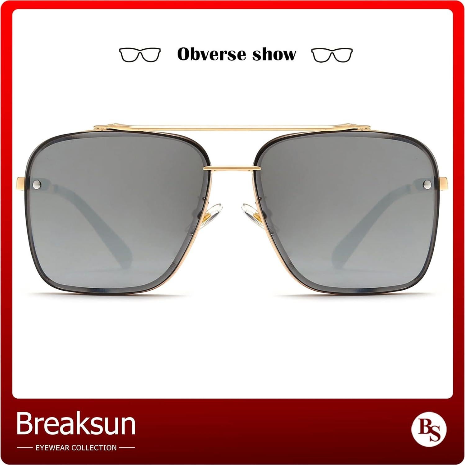 Gafas de sol cuadradas Breaksun con lente UV400 y estilo retro