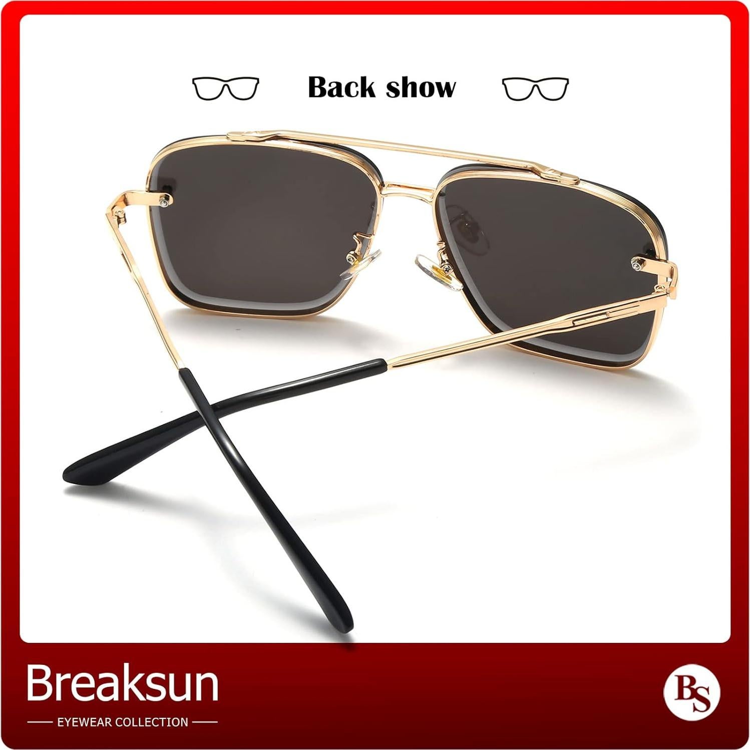 Gafas de sol cuadradas Breaksun con lente UV400 y estilo retro