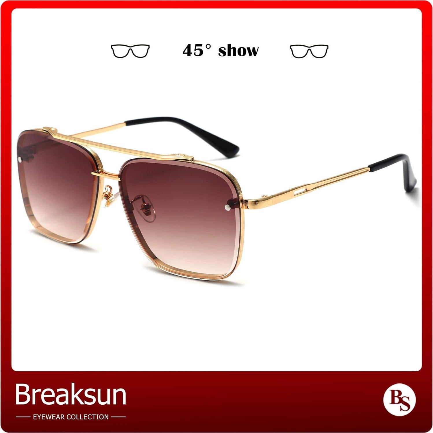 Gafas de sol cuadradas Breaksun con lente UV400 y estilo retro