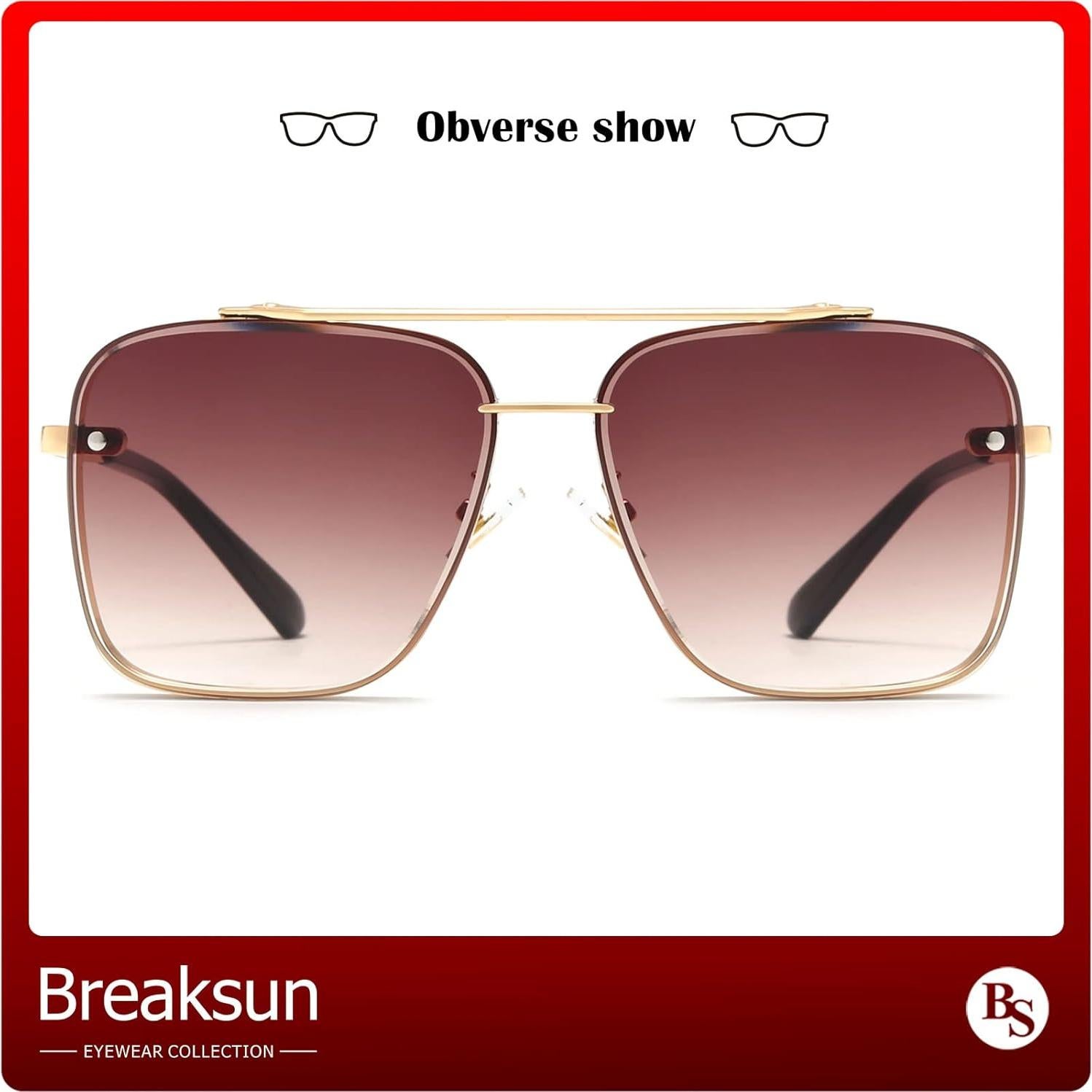 Gafas de sol cuadradas Breaksun con lente UV400 y estilo retro