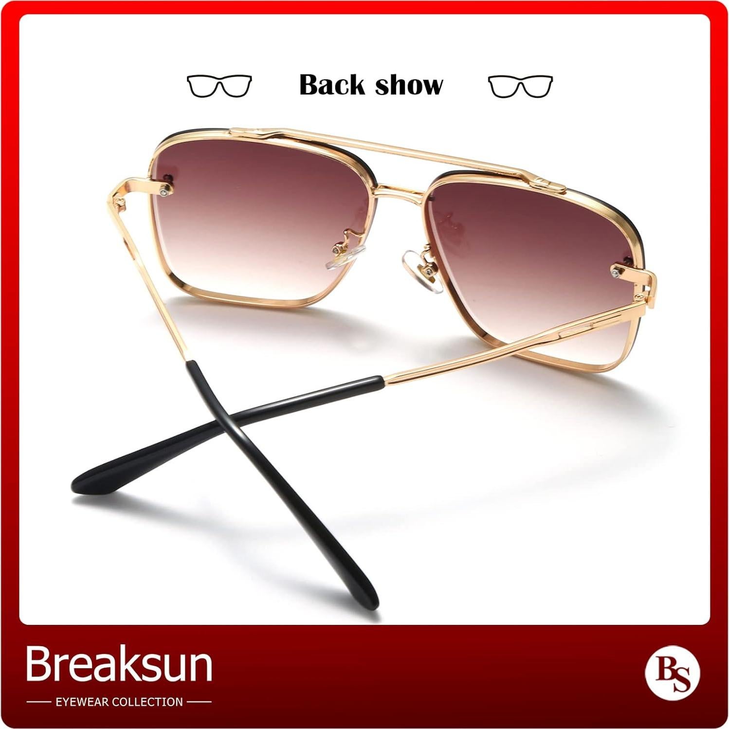 Gafas de sol cuadradas Breaksun con lente UV400 y estilo retro