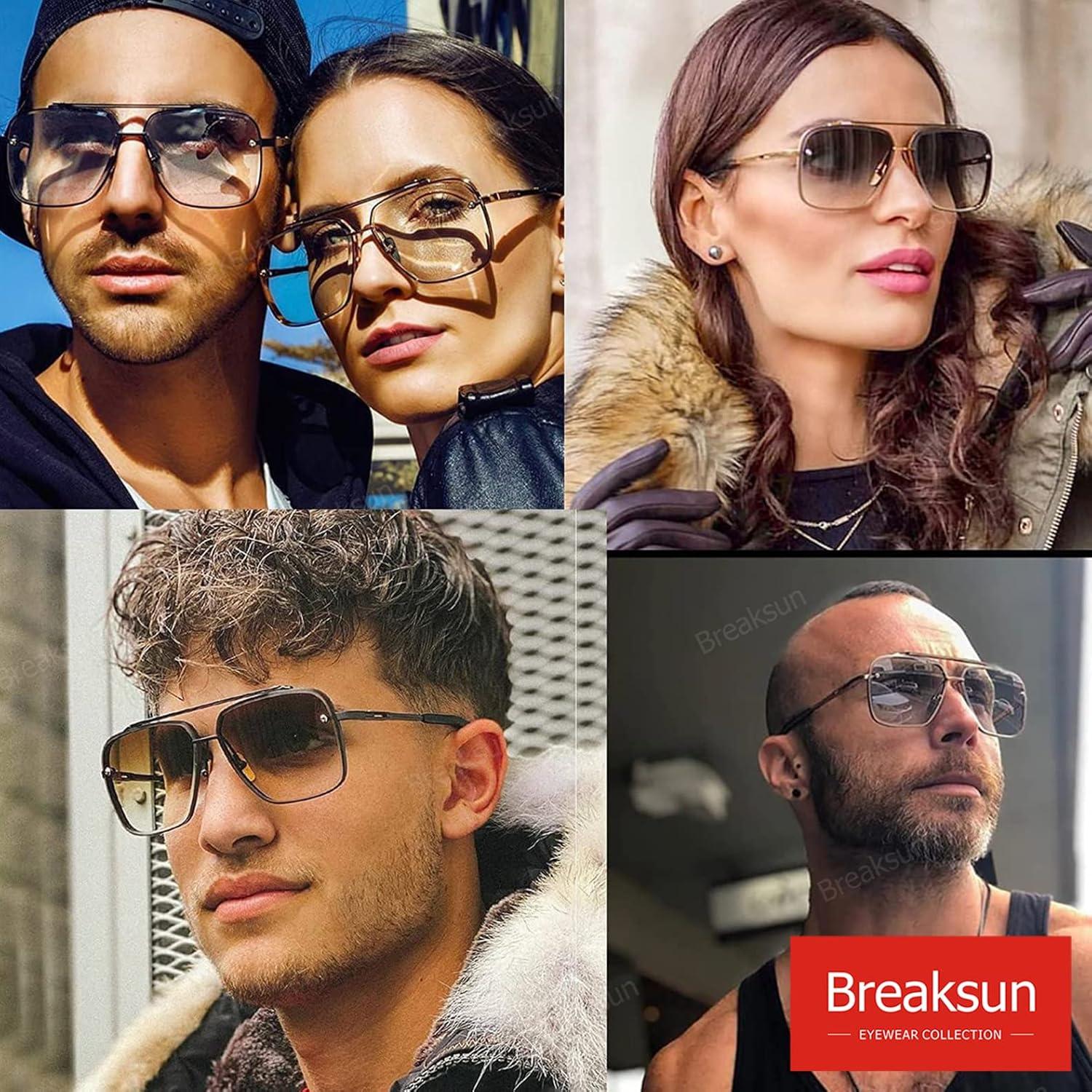 Gafas de sol cuadradas Breaksun UV400 unisex marco negro