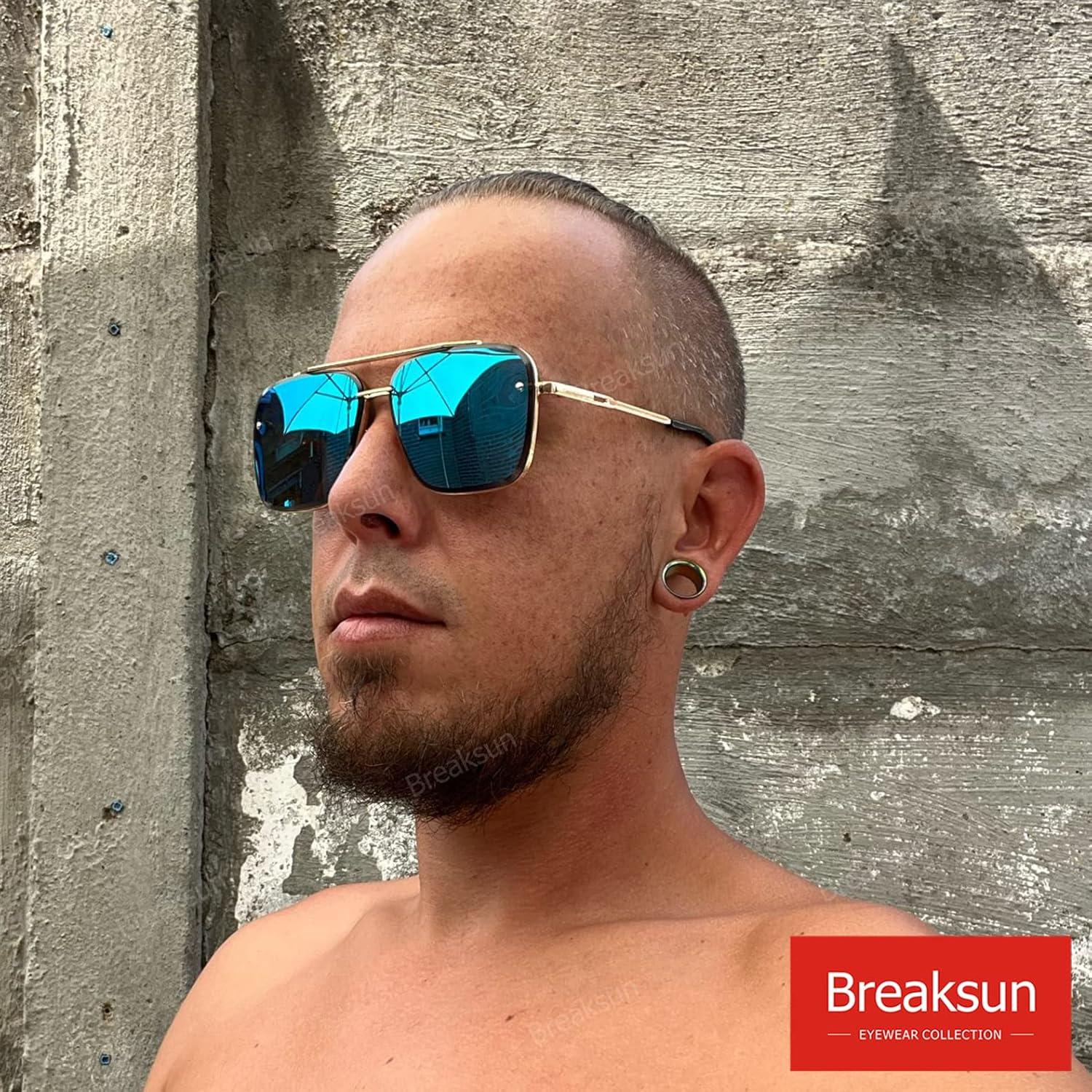 Gafas de sol cuadradas Breaksun con lente UV400 espejo azul