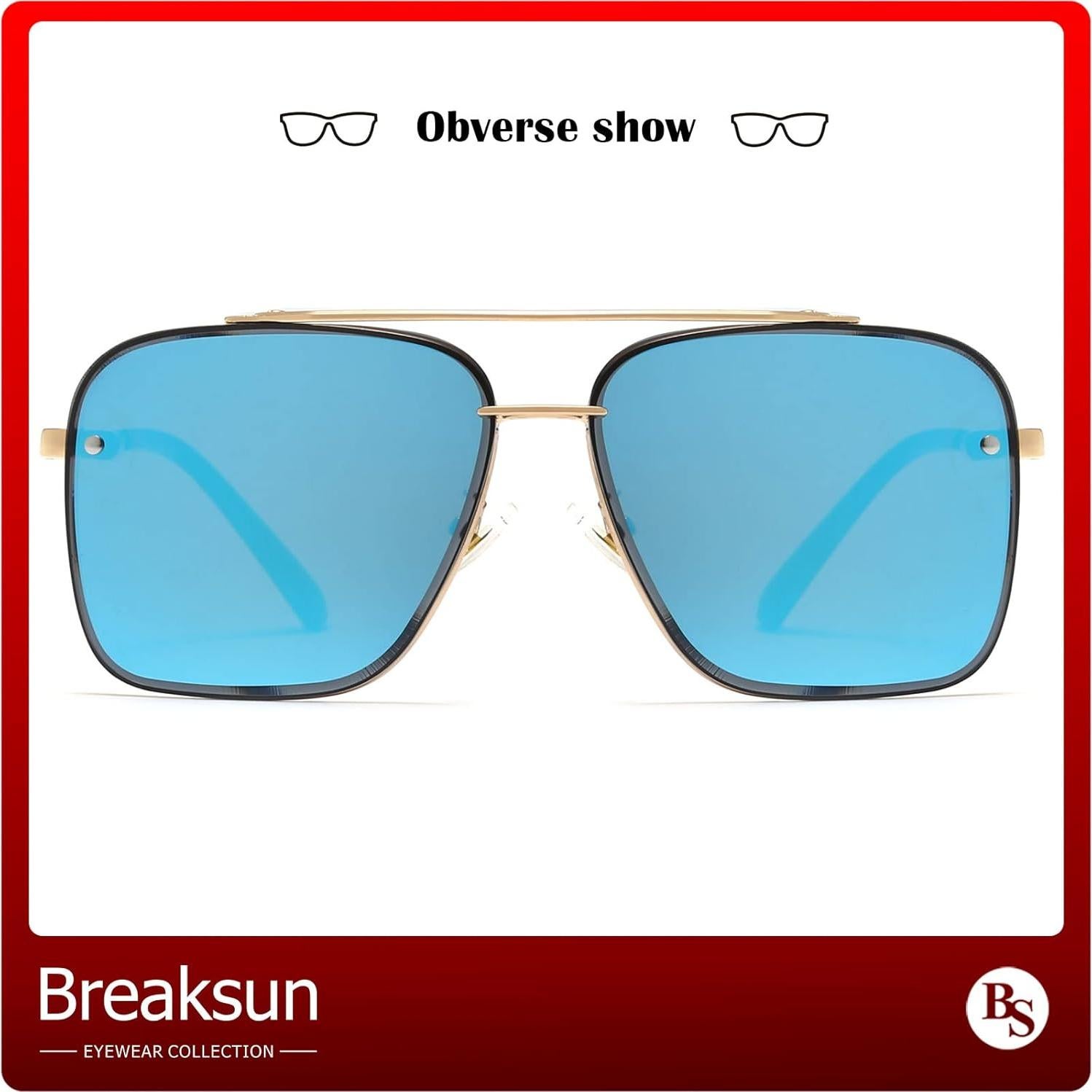 Gafas de sol cuadradas Breaksun con lente UV400 espejo azul