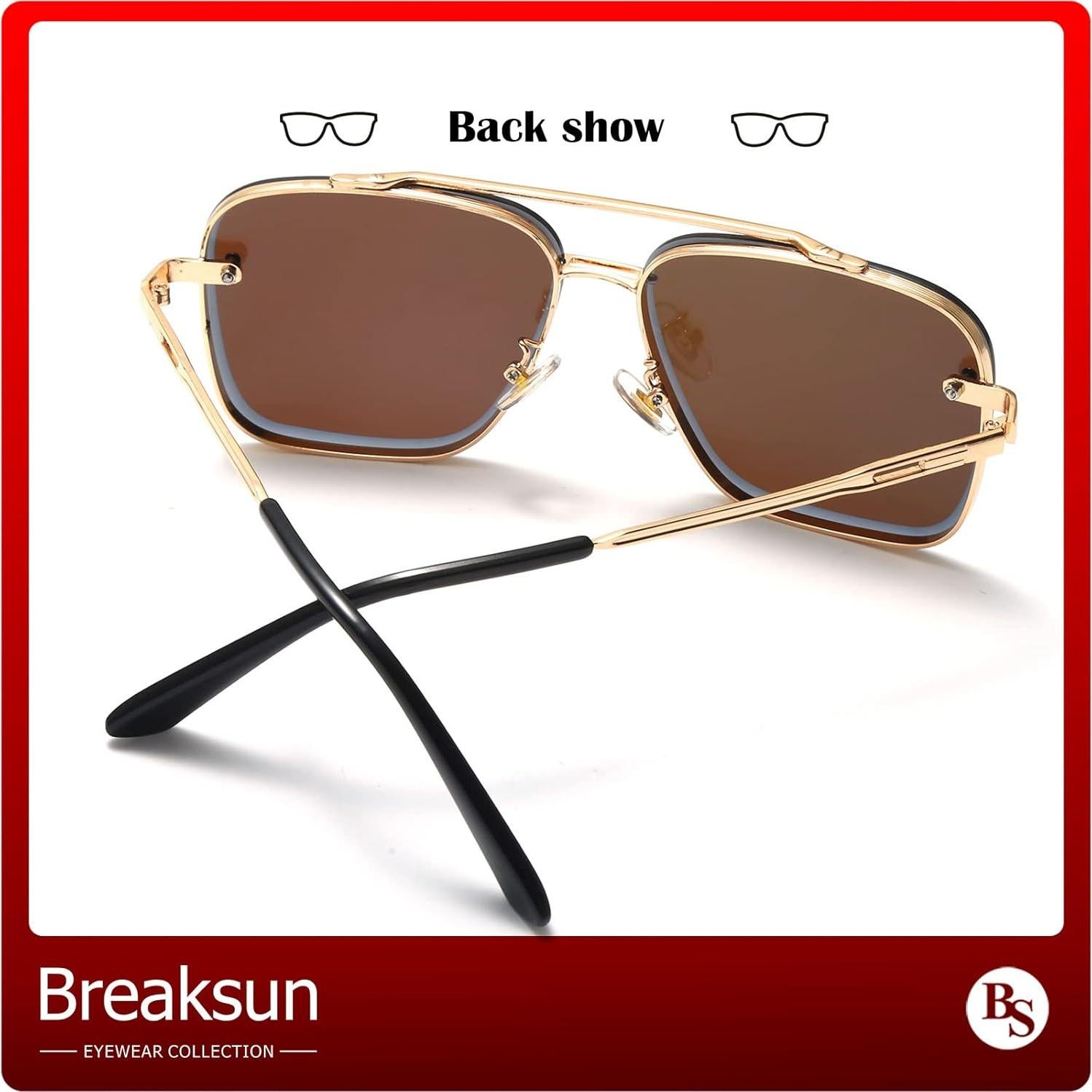 Gafas de sol cuadradas Breaksun con lente UV400 espejo azul