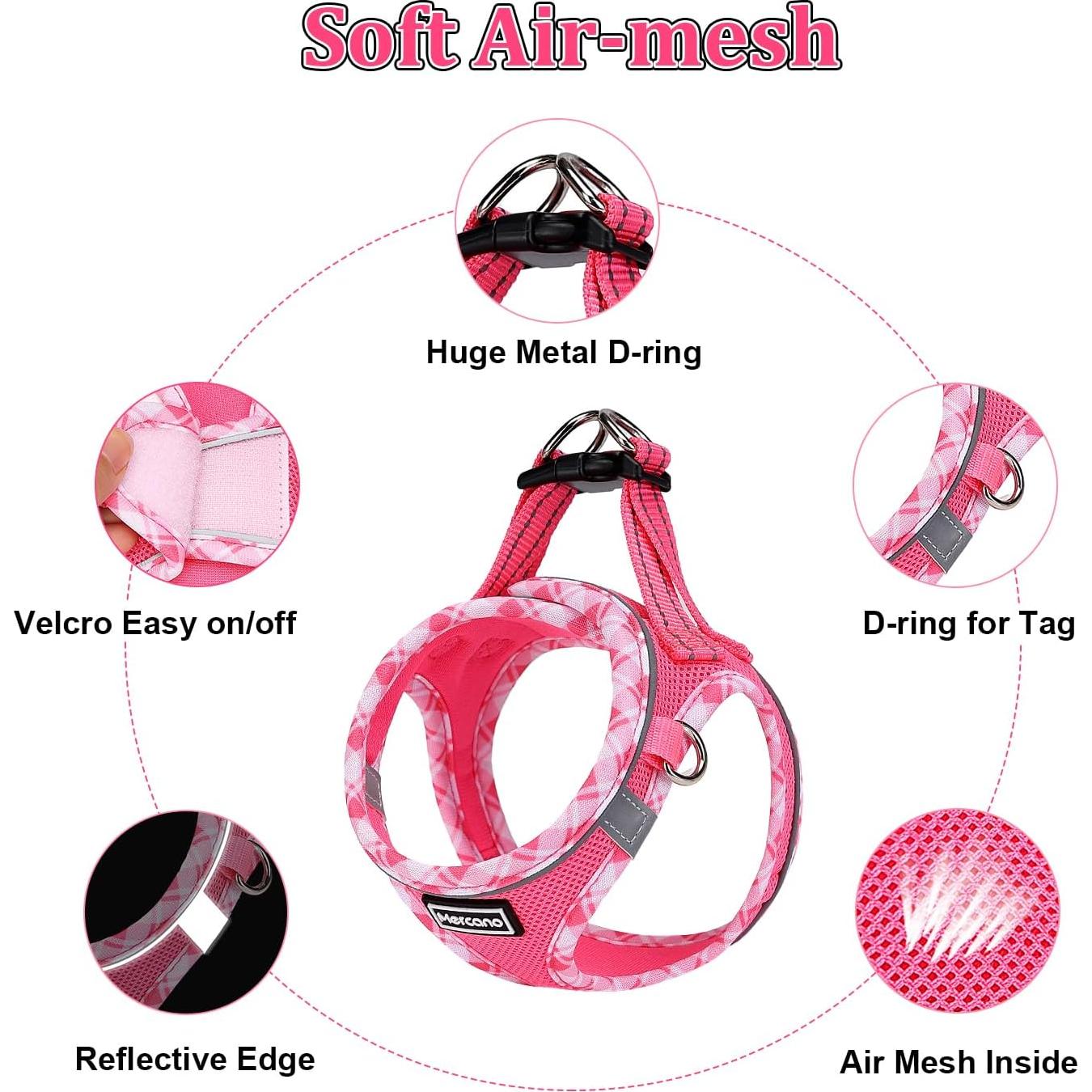 Arnés y Correa Mercano Soft Mesh para Perros Pequeños Fucsia