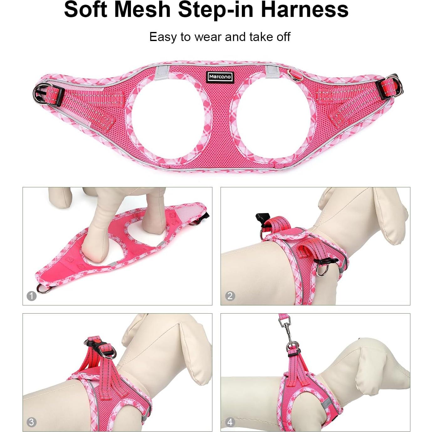 Arnés y Correa Mercano Soft Mesh para Perros Pequeños Fucsia