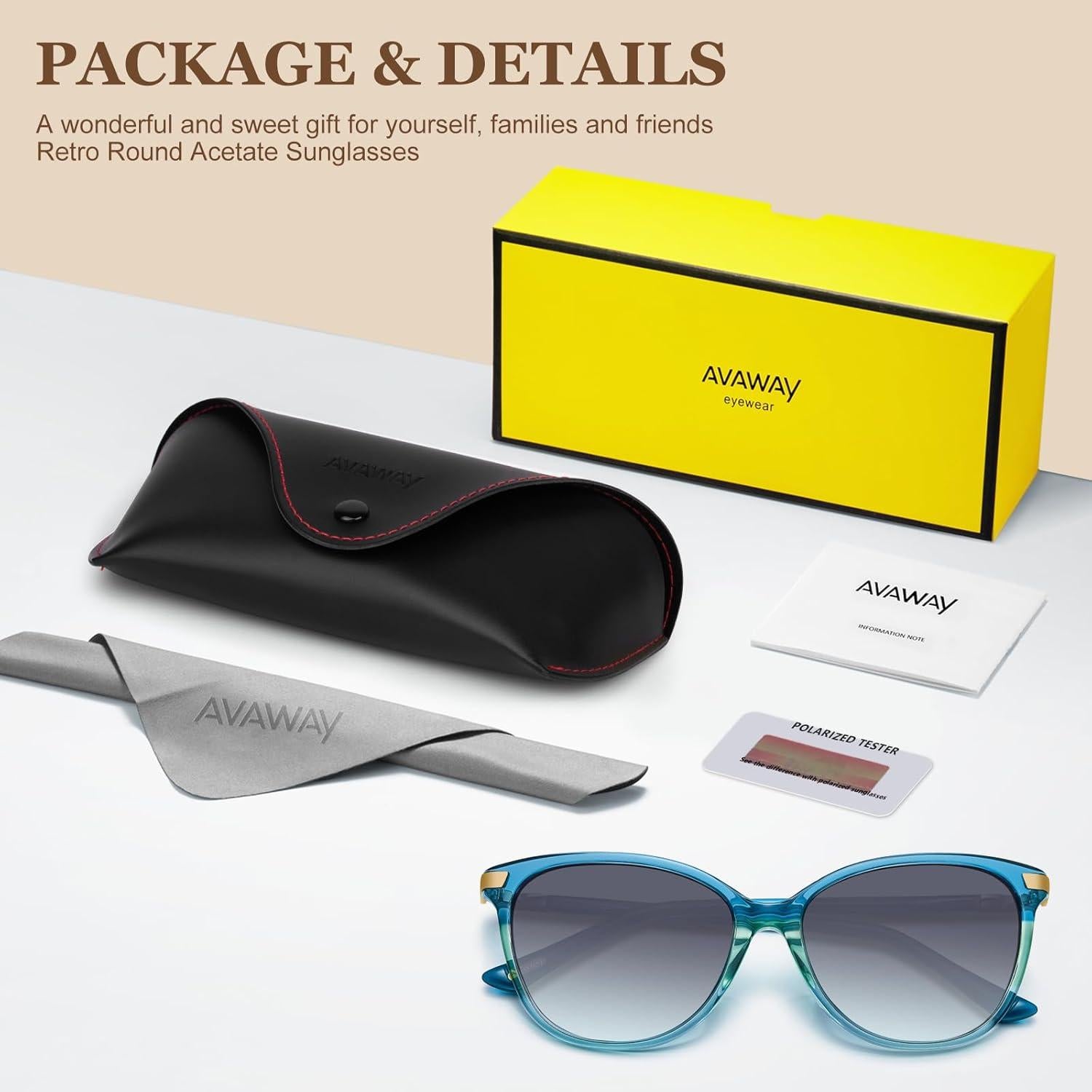 Gafas de Sol Polarizadas AVAWAY Cat Eye Mujeres 100% UV