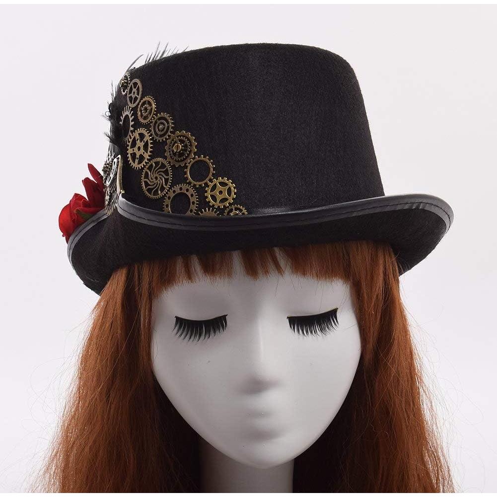 Sombrero de Copa Steampunk Unisex GRACEART con Gafas Ajustables