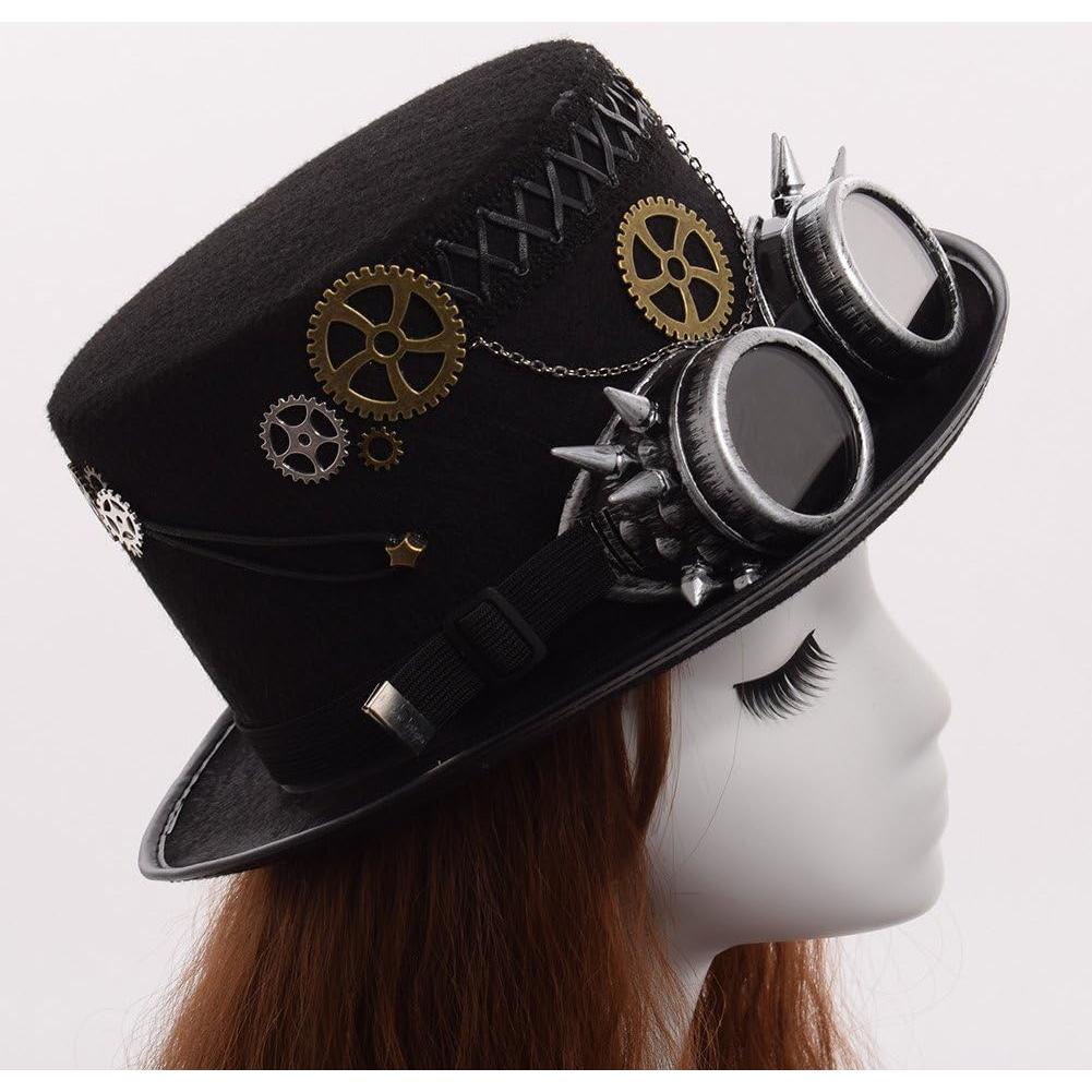 Sombrero Steampunk GRACEART Unisex con Gafas Ajustables