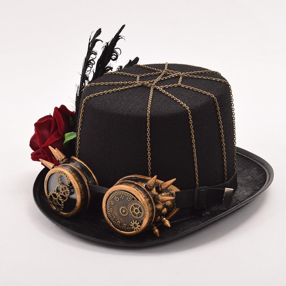 Sombrero Steampunk GRACEART Unisex con Gafas Ajustables
