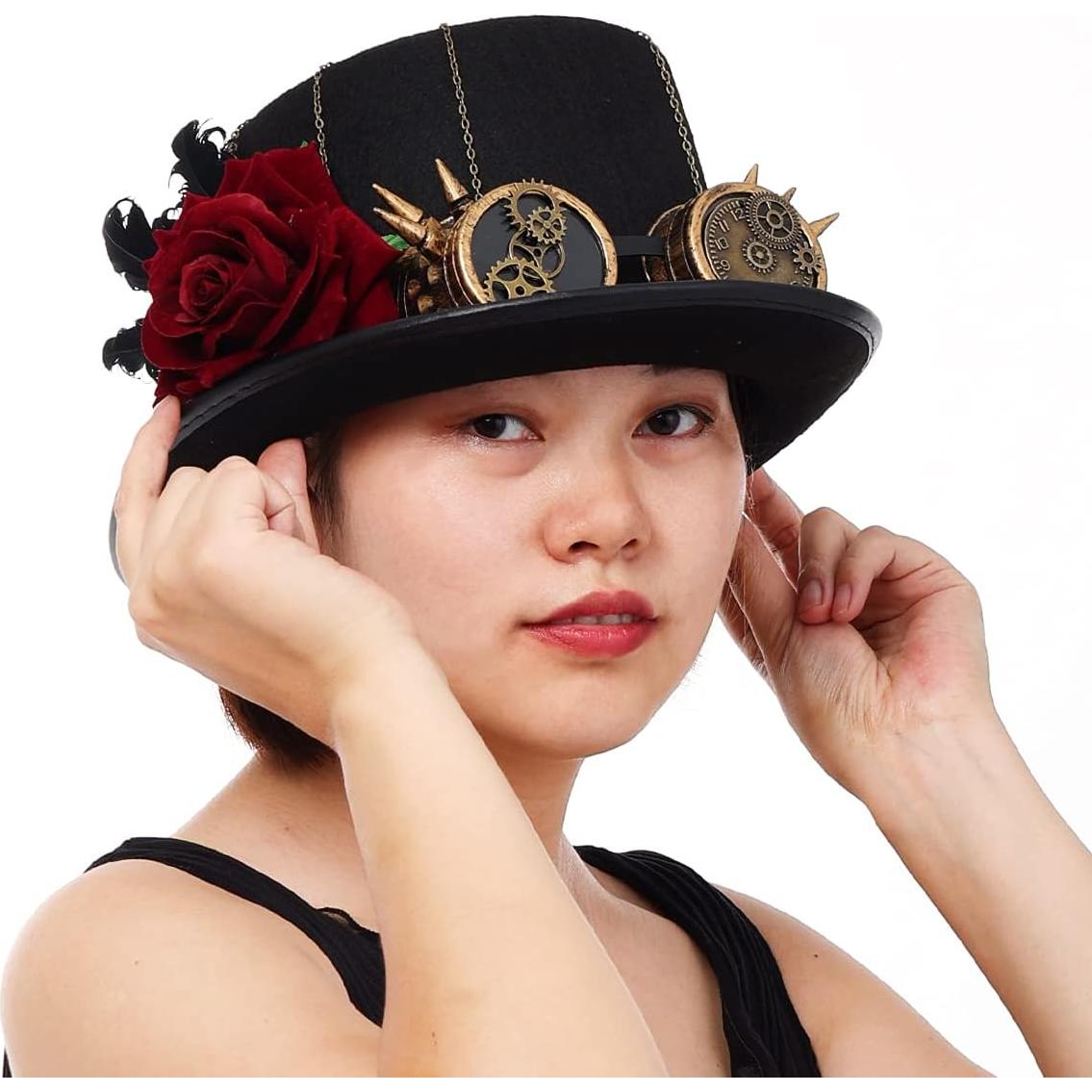 Sombrero Steampunk GRACEART Unisex con Gafas Ajustables