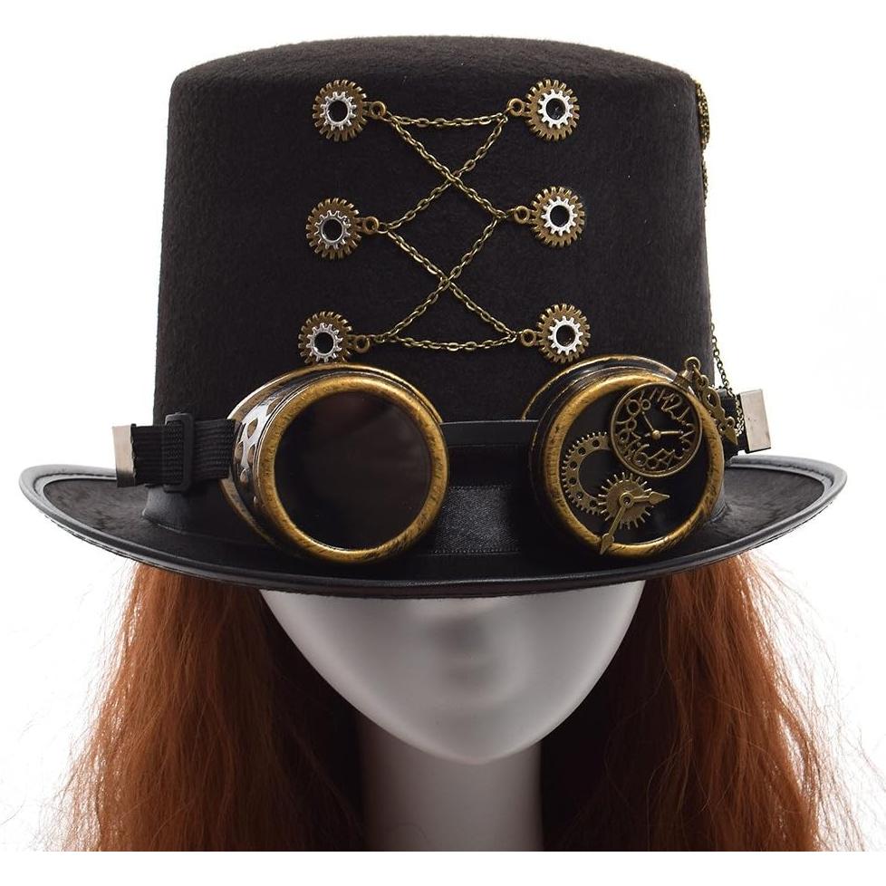 Sombrero Steampunk GRACEART Unisex con Gafas Ajustables