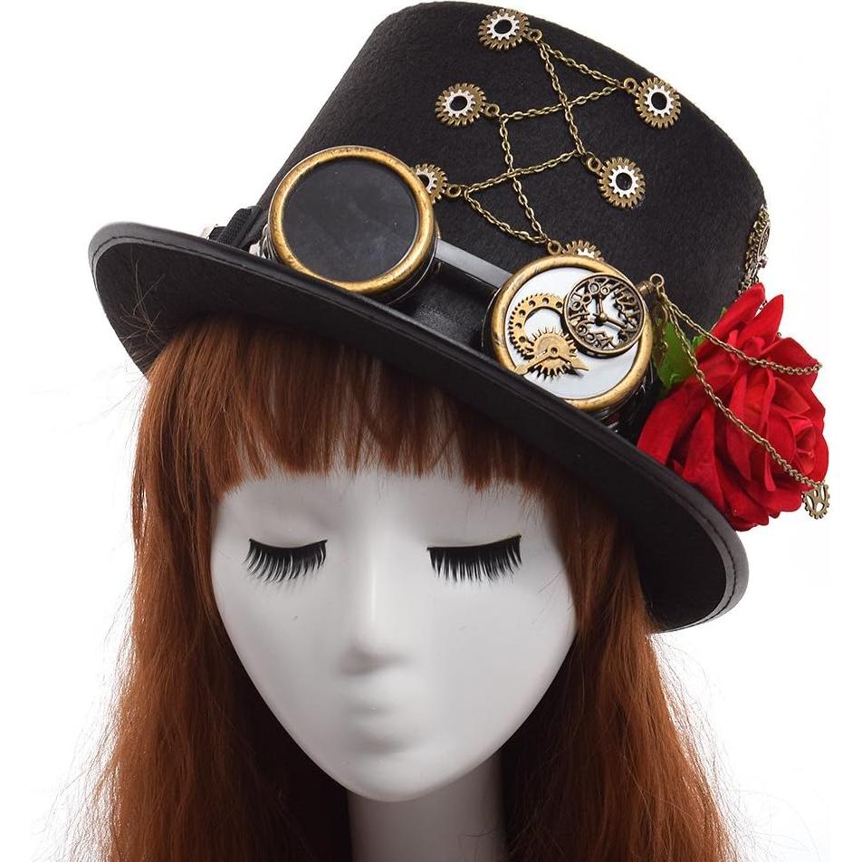Sombrero Steampunk GRACEART Unisex con Gafas Ajustables