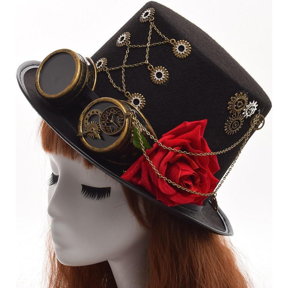 Sombrero Steampunk GRACEART Unisex con Gafas Ajustables