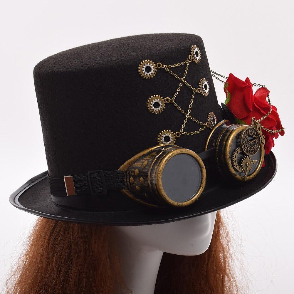 Sombrero Steampunk GRACEART Unisex con Gafas Ajustables