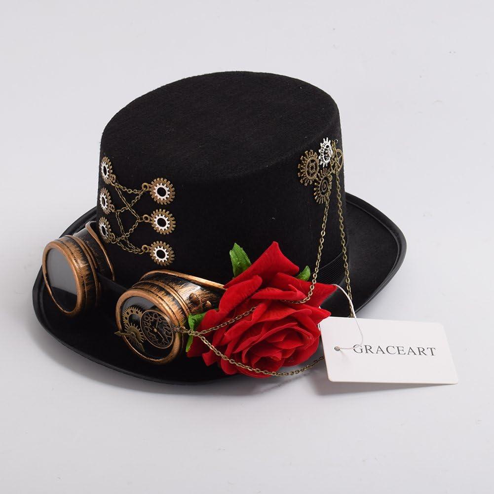 Sombrero Steampunk GRACEART Unisex con Gafas Ajustables