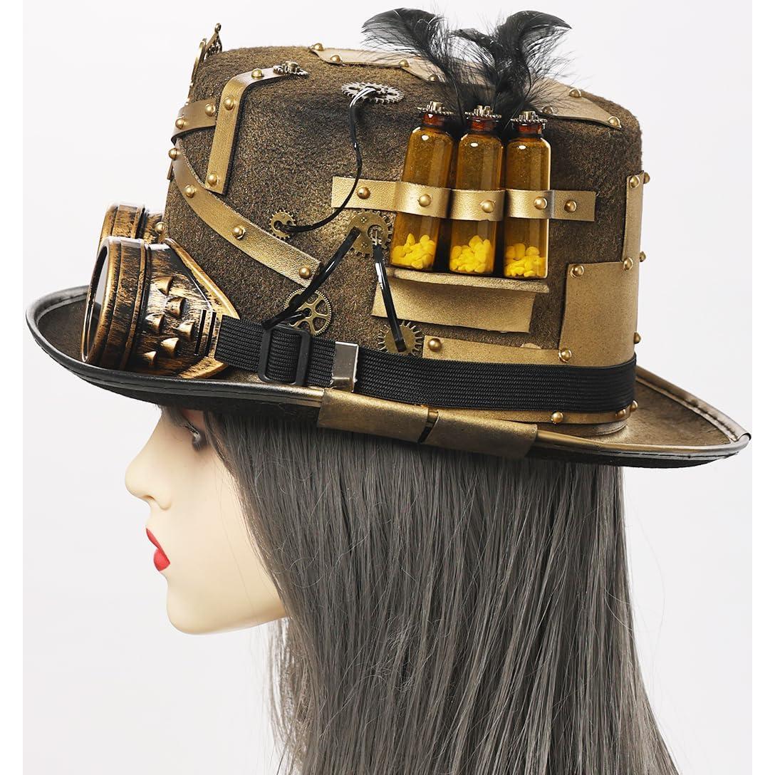 Sombrero Steampunk GRACEART Unisex con Gafas Ajustables