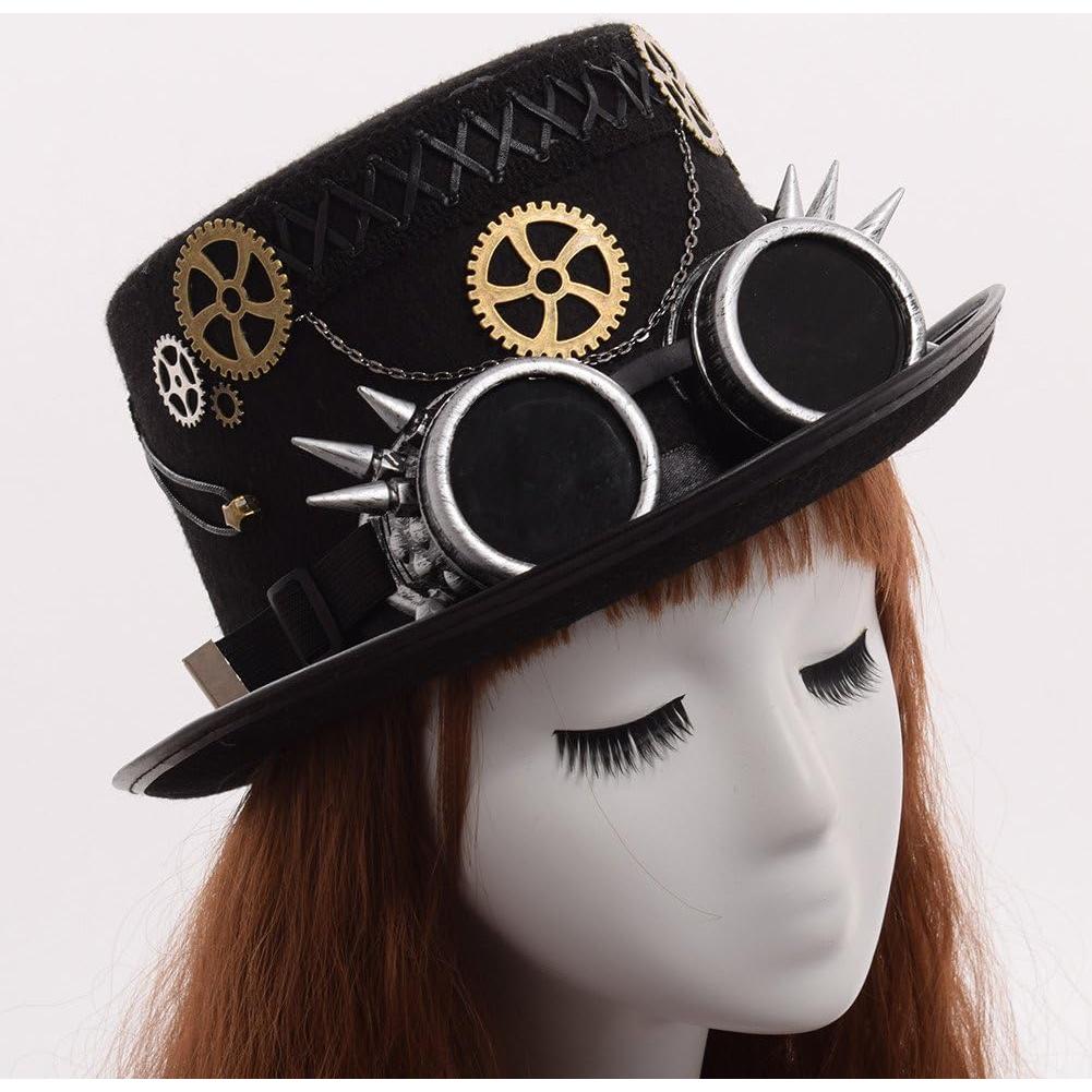 Sombrero Steampunk GRACEART Unisex con Gafas Ajustables