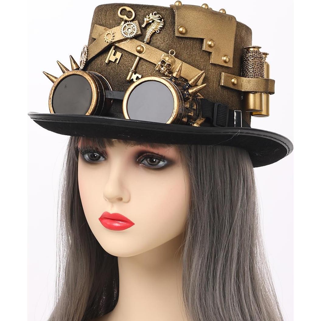 Sombrero Steampunk GRACEART Unisex con Gafas Ajustables