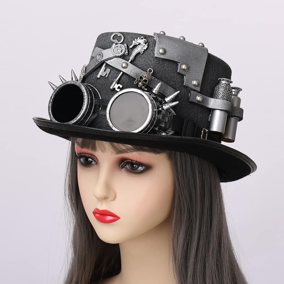 Sombrero Steampunk GRACEART Unisex con Gafas Ajustables