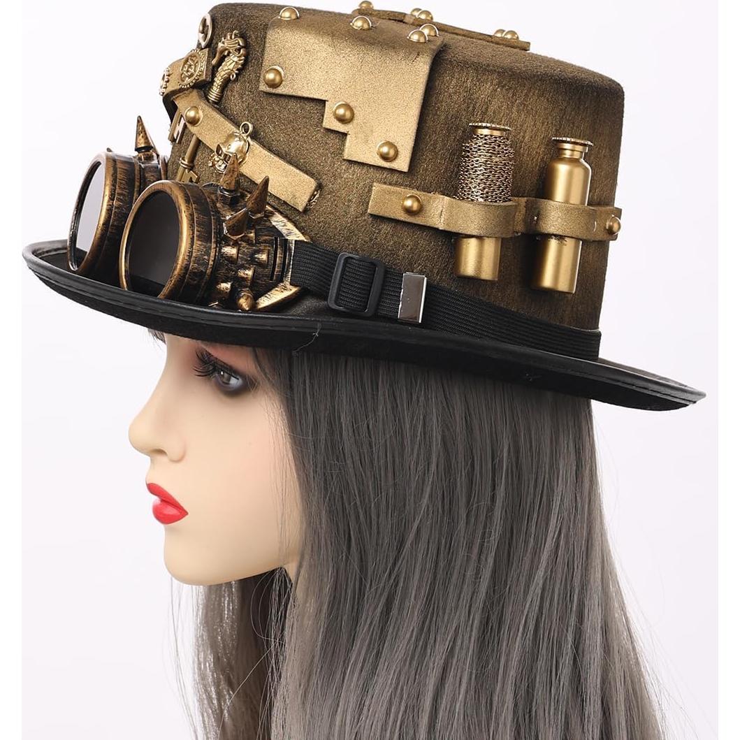 Sombrero Steampunk GRACEART Unisex con Gafas Ajustables