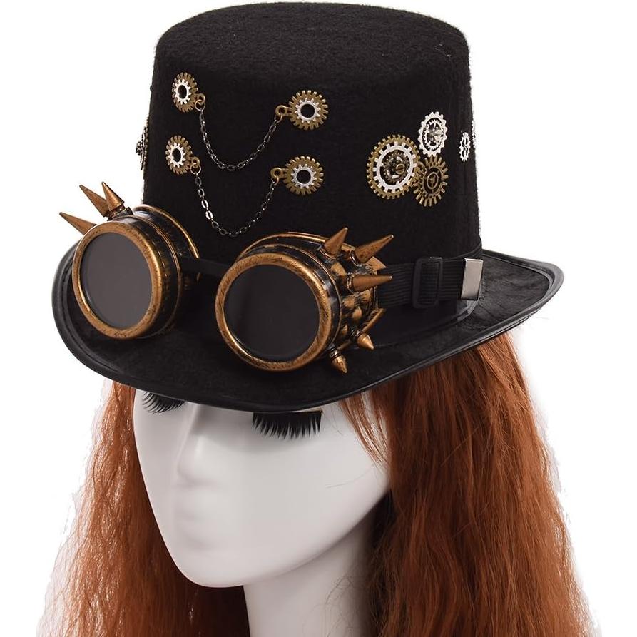 Sombrero Steampunk GRACEART Unisex con Gafas Ajustables