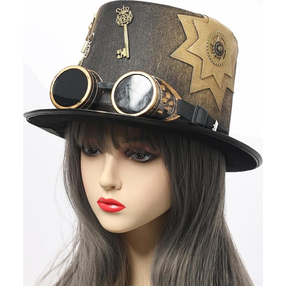 Sombrero Steampunk GRACEART Unisex con Gafas Ajustables