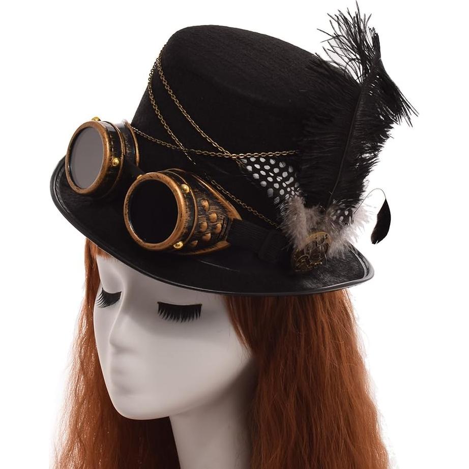 Sombrero Steampunk GRACEART Unisex con Gafas Ajustables