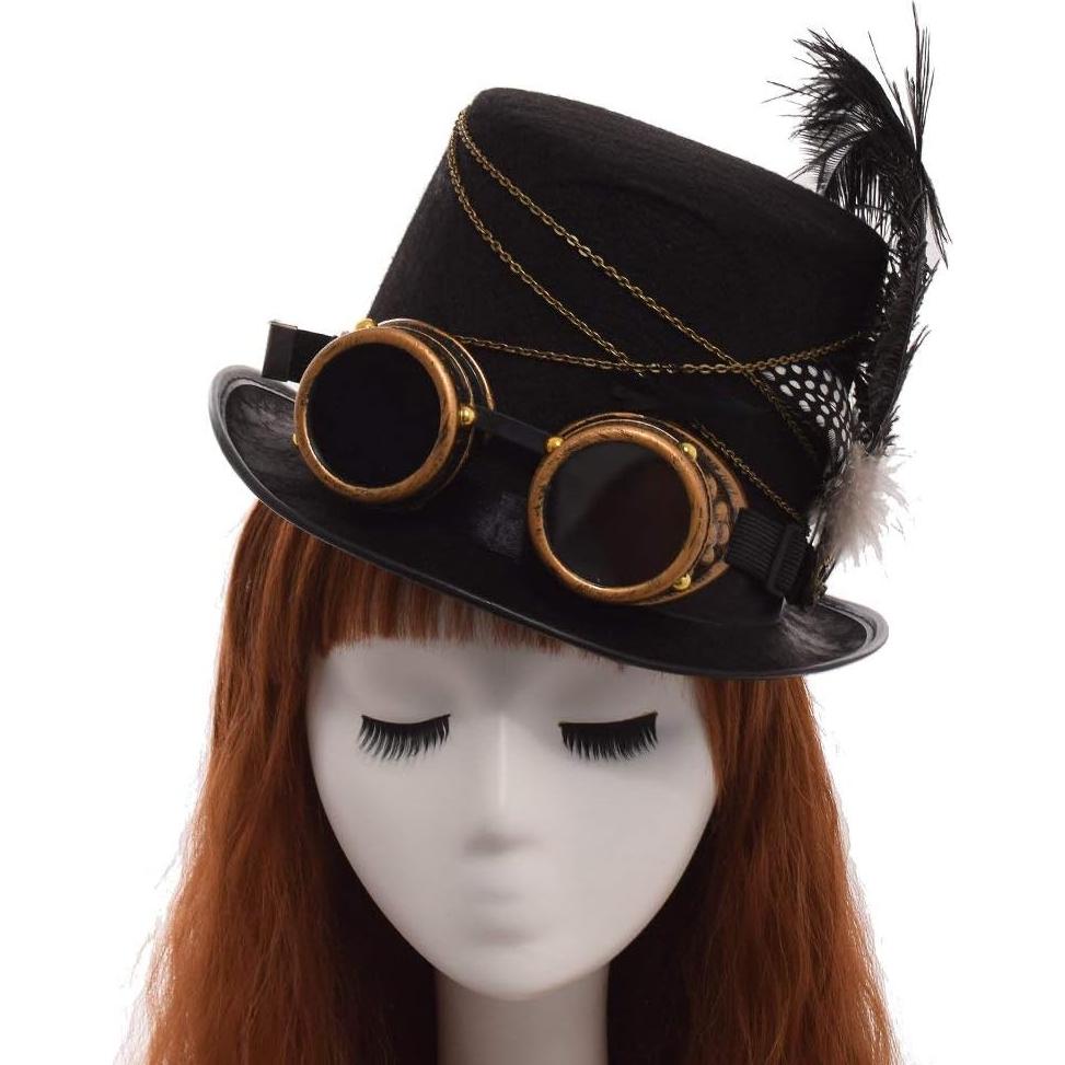 Sombrero Steampunk GRACEART Unisex con Gafas Ajustables