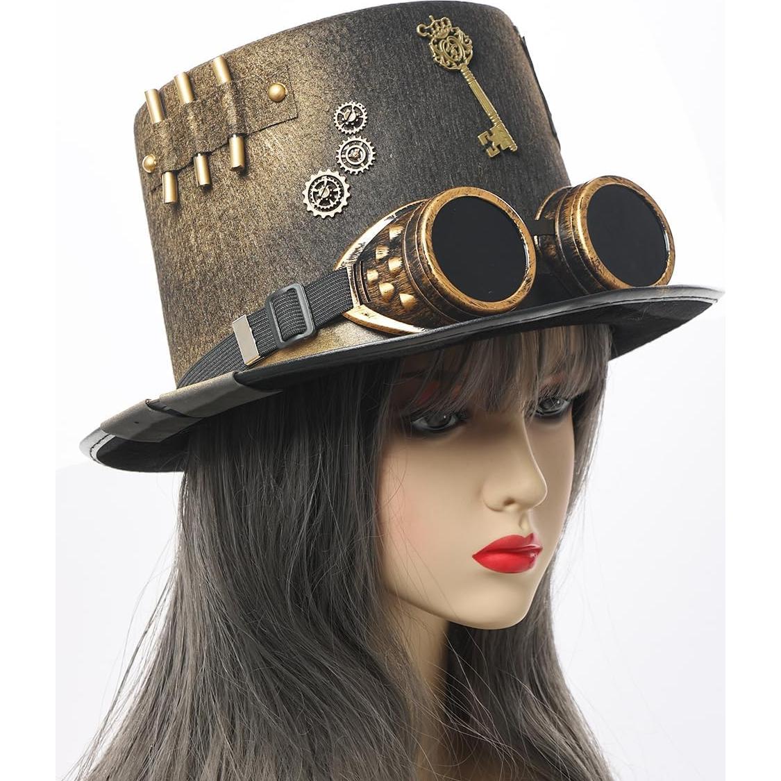 Sombrero Steampunk GRACEART Unisex con Gafas Ajustables