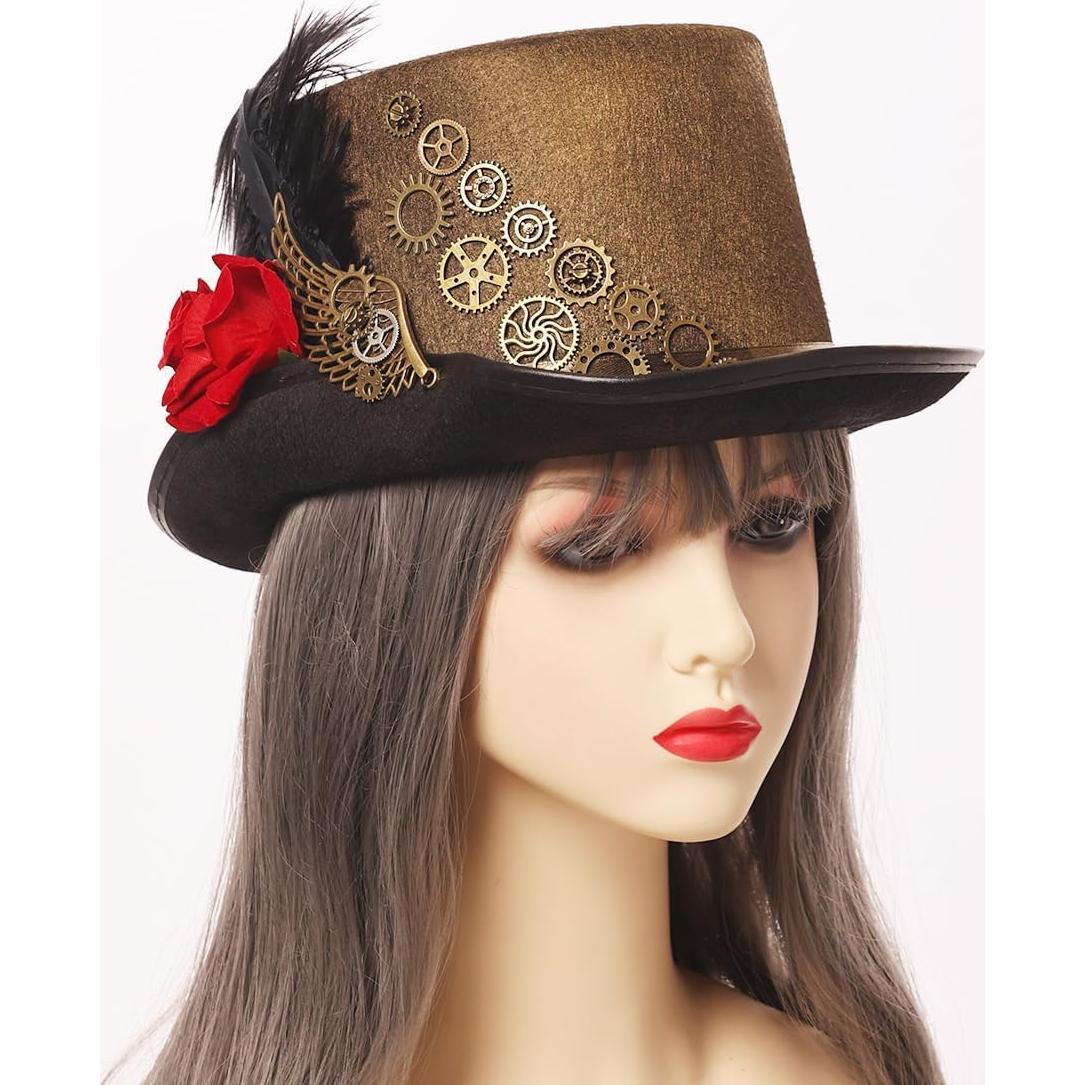 Sombrero Steampunk GRACEART Unisex con Gafas Ajustables