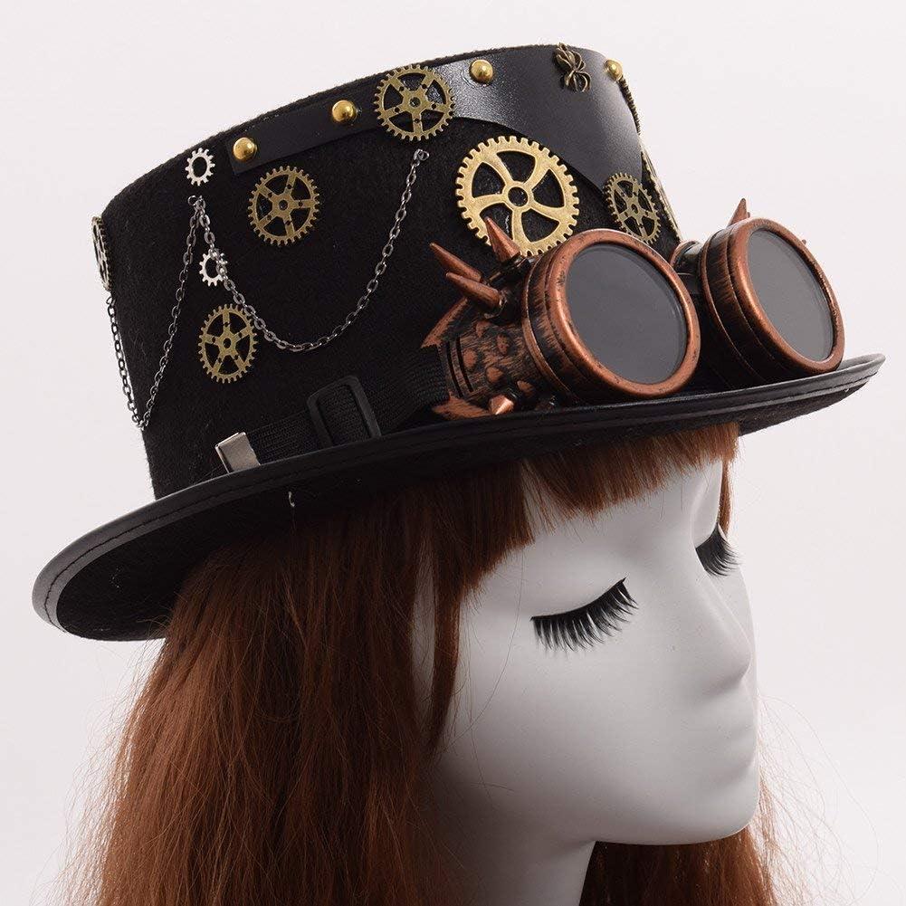 Sombrero Steampunk GRACEART Unisex con Gafas Ajustables
