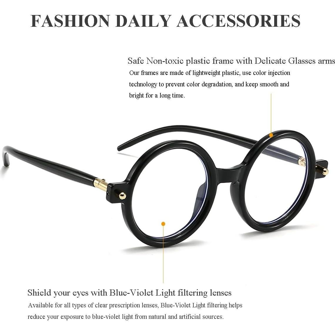 Gleyemor Gafas Redondas Retro Unisex Lentes Anti Luz Azul