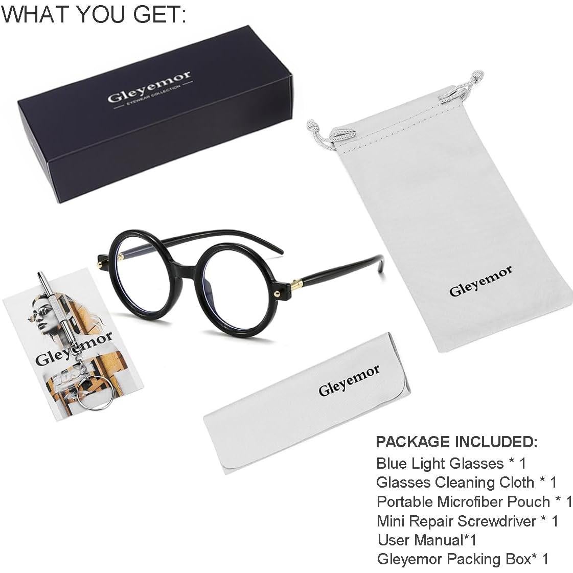 Gleyemor Gafas Redondas Retro Unisex Lentes Anti Luz Azul