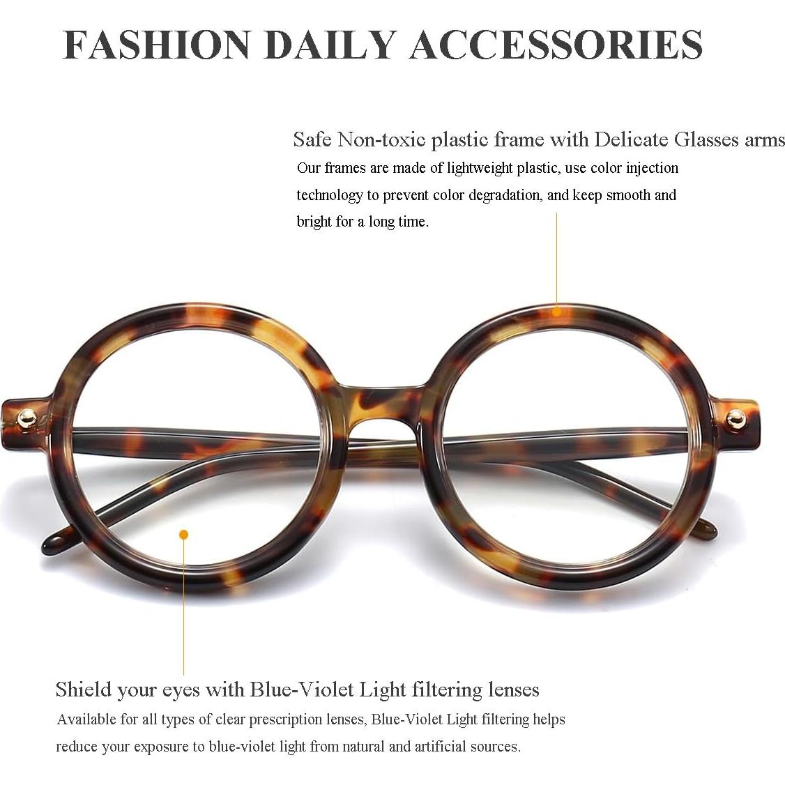 Gleyemor Gafas Redondas Retro Unisex Anti Luz Azul