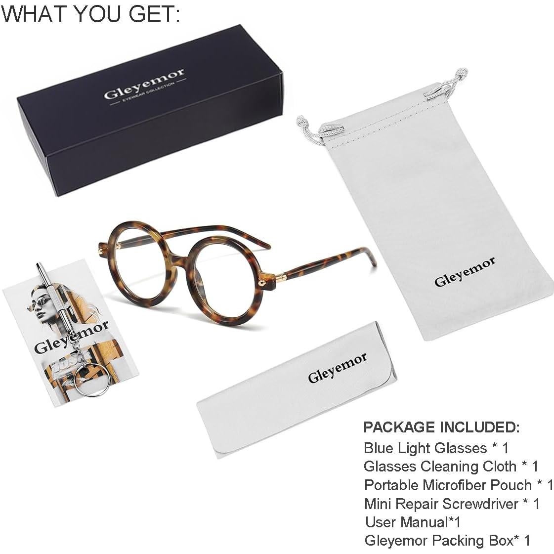 Gleyemor Gafas Redondas Retro Unisex Anti Luz Azul