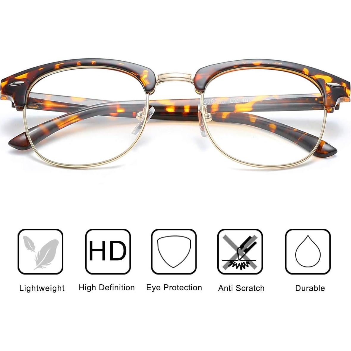 Gafas Vintage Semirimless AISSWZBER Lente Claro 50mm