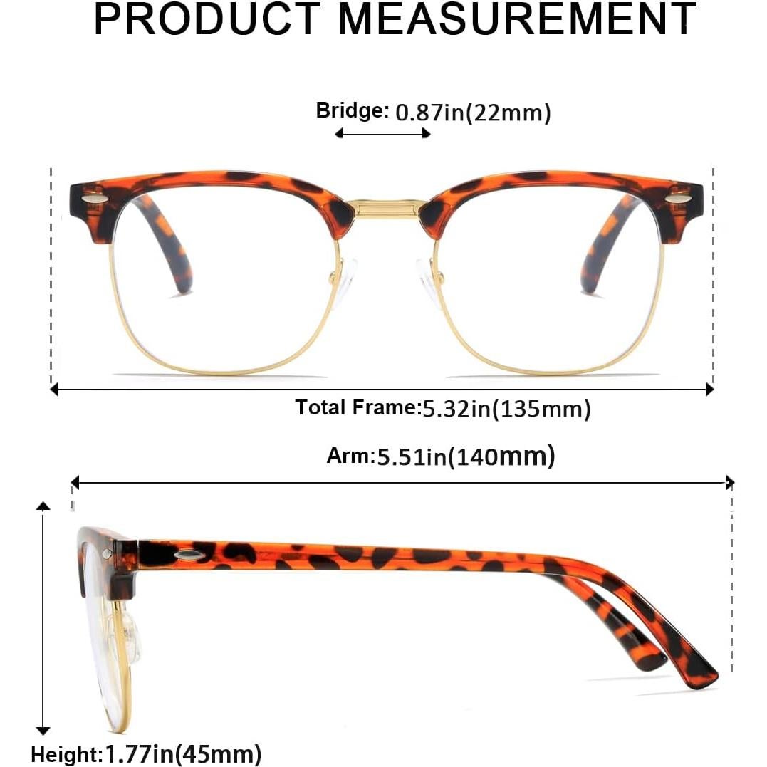 Gafas Vintage Semirimless AISSWZBER Lente Claro 50mm