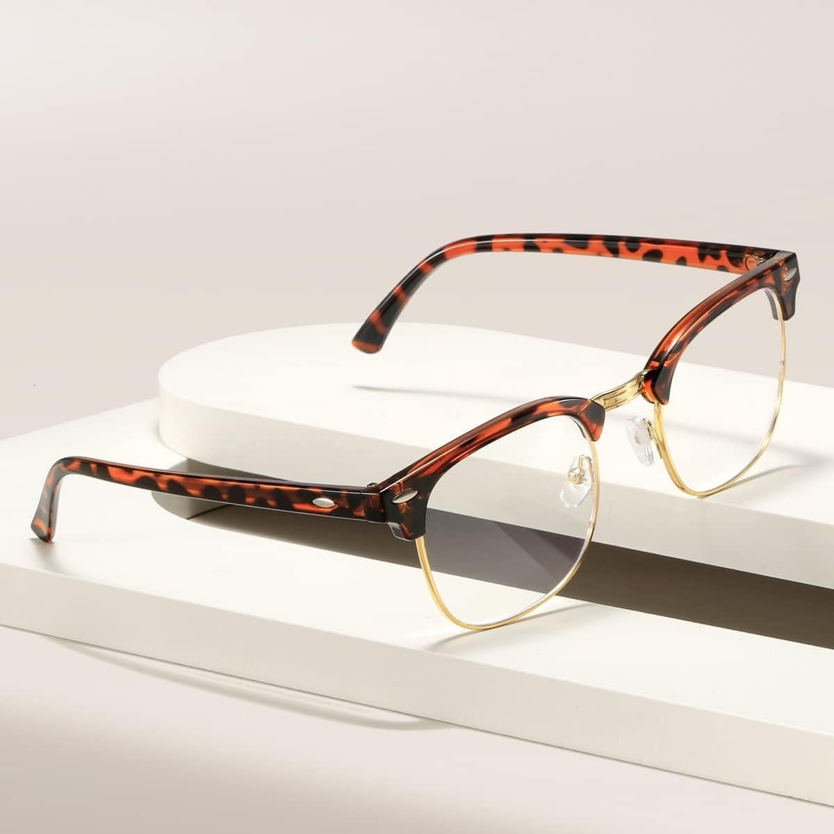 Gafas Vintage Semirimless AISSWZBER Lente Claro 50mm